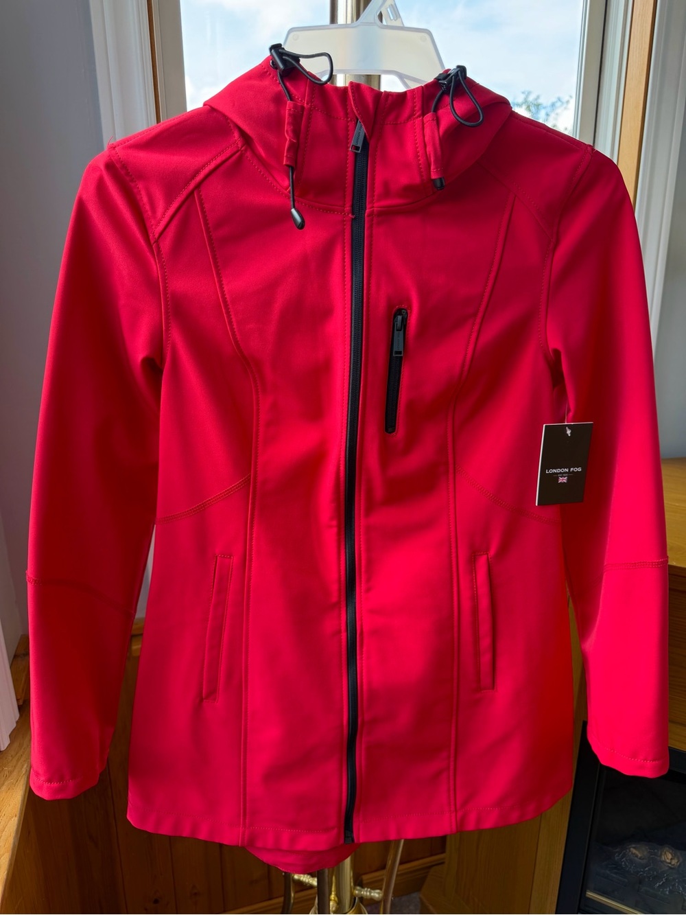 New London Fog Women's Red Hooded Jacket